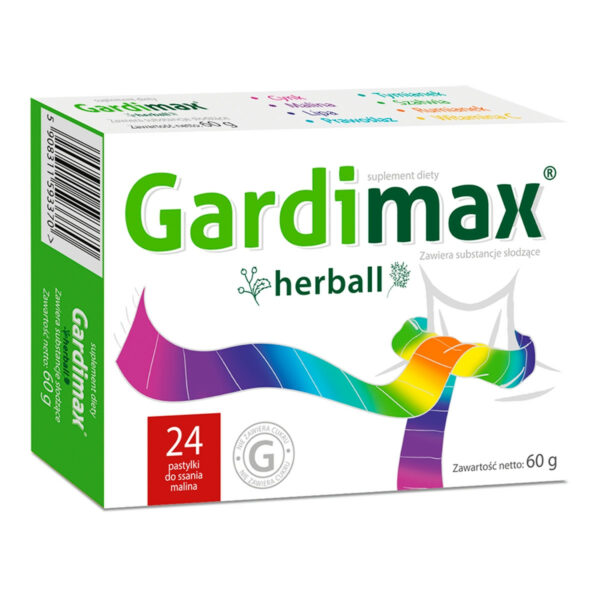 Gardimax herball Suplement diety pastylki do ssania malina 60 g (24 sztuki)