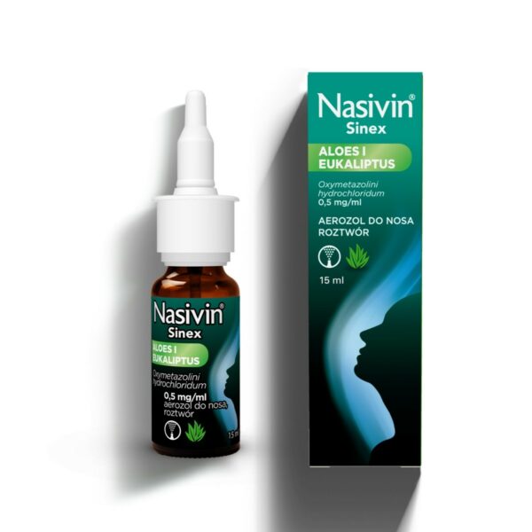 Nasivin Sinex Aloes i Eukaliptus Nasal Spray for Blocked, Runny Nose, 15ml