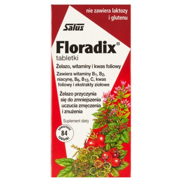 Floradix Suplement diety żelazo witaminy i kwas foliowy 38,6 g (84 sztuki)