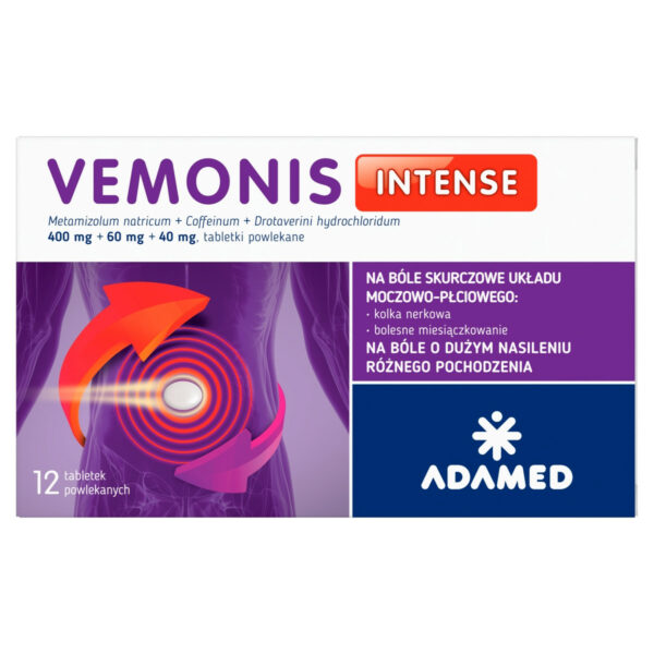 Vemonis Intense 400 mg + 60 mg + 40 mg Tabletki powlekane 12 sztuk