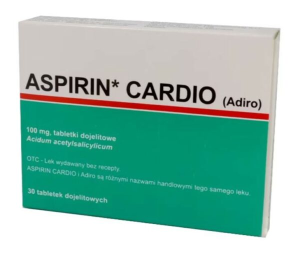 Aspirin Cardio 100mg 30 tabletek powlekanych (Import, Delfarma, Hiszpania)