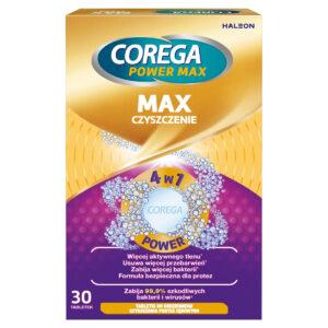Corega Power Max Tabletki do codziennego czyszczenia protez zębowych max czyszczenie 30 sztuk